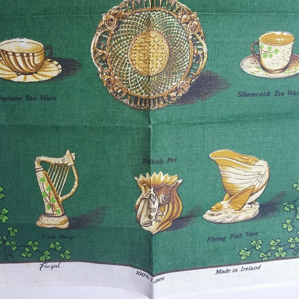 Belleck Collectors Society Fingal Linen Made in Ireland Tea Dish Towel 19 x 30